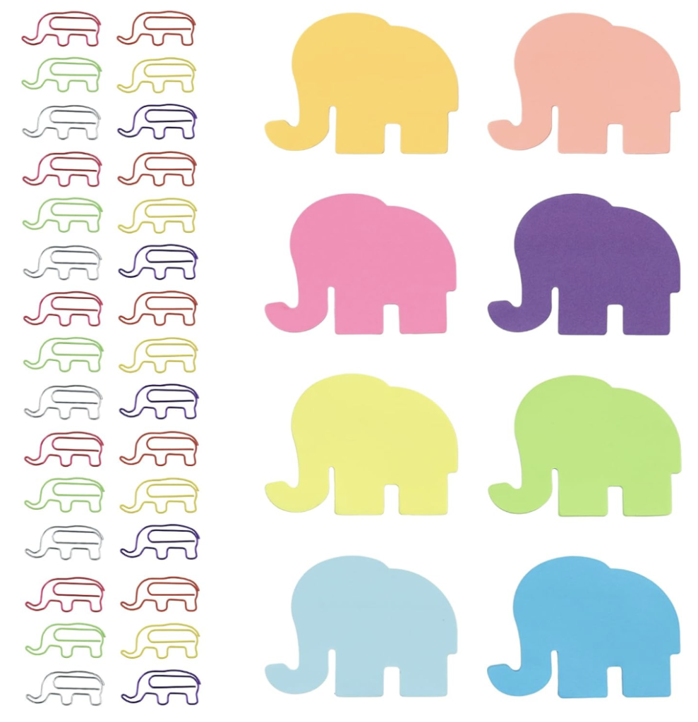 240pcs Elephant Sticky Notes set & 60pcs Elephant Paper Clips!